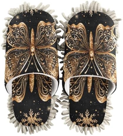 Perfect for Cleaning Butterfly Snowflakes Slippers House Floor Mop