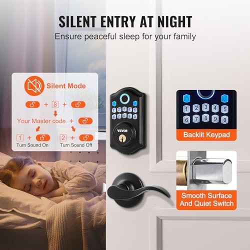 Fingerprints Door Lock with 2 Handles and Keypad Entry