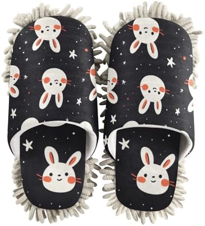 FLildon Microfiber Night Sky Rabbits Mop Slipper