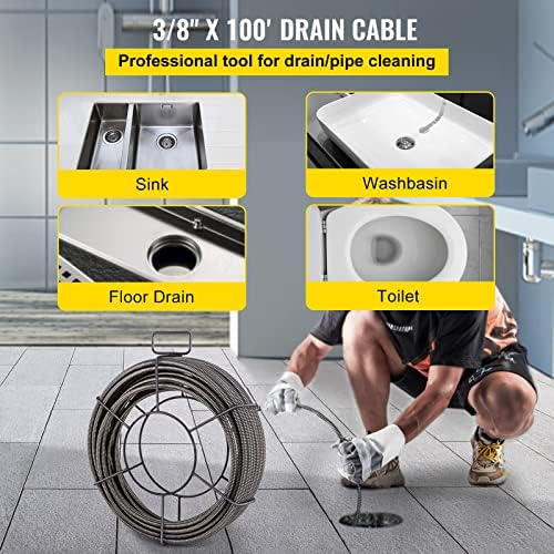 VEVOR 100-Foot Sewer Auger Cable with Four Attachments