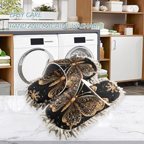Perfect for Cleaning Butterfly Snowflakes Slippers House Floor Mop