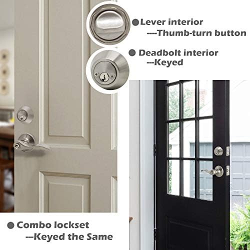 Satin Nickel Door Lever and Deadbolt Set 2-Pack