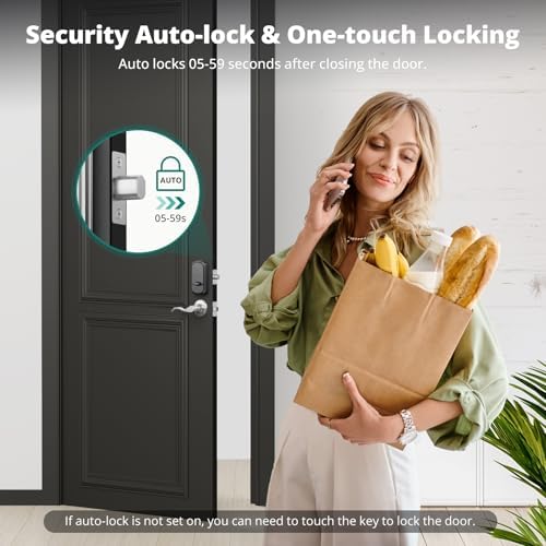 Fingerprint Door Lock with Handle 2 Keys Smart Deadbolt