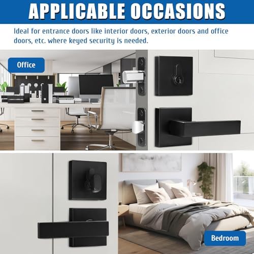 Sopoby Passage Door Handle Matte Black Combination Set