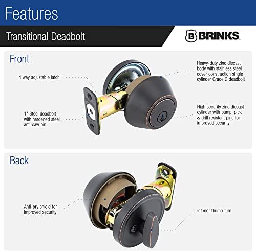 Secure Front Door Lock 1-Inch Single Cylinder Tuscan Bronze