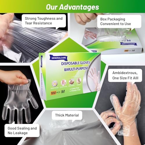 Disposable TPE Cooking Gloves - Latex Powder Free Food Safe 100 Pcs Pack