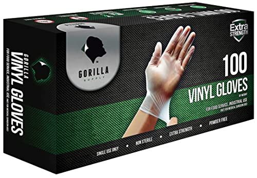 GORILLA SUPPLY Disposable Heavy Duty Vinyl Gloves Latex Free Powder Free