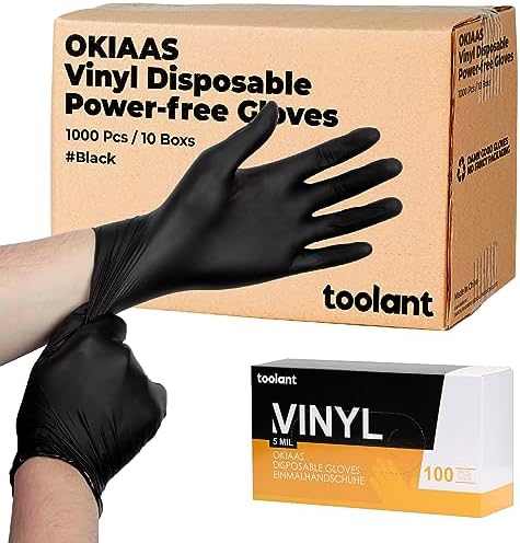 OKIAAS 5 Mil Vinyl Gloves BlackPink Food Grade Latex Free 501002001000 Count