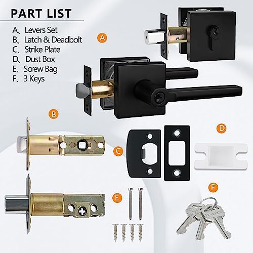 NEWBANGSquare Heavy Duty Keyed Entry Combo with Matte Black