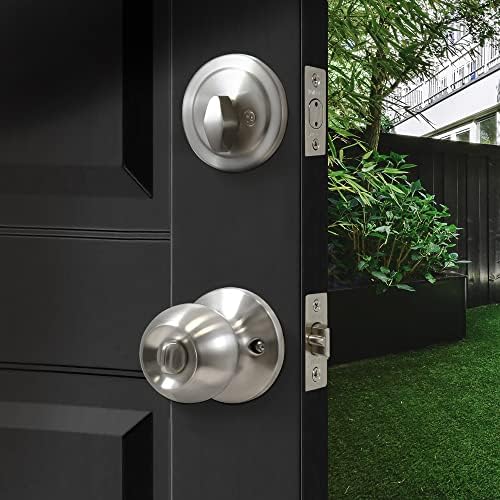 Secure Entry Door with 6-Keys Stainless Steel Combo Lock Set