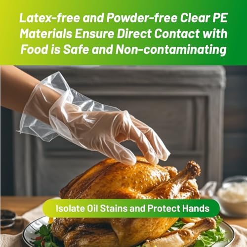 Disposable TPE Cooking Gloves - Latex Powder Free Food Safe 100 Pcs Pack