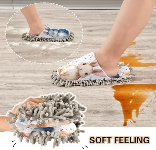 Chaste Watercolor Rabbit Soft Mopping Slippers