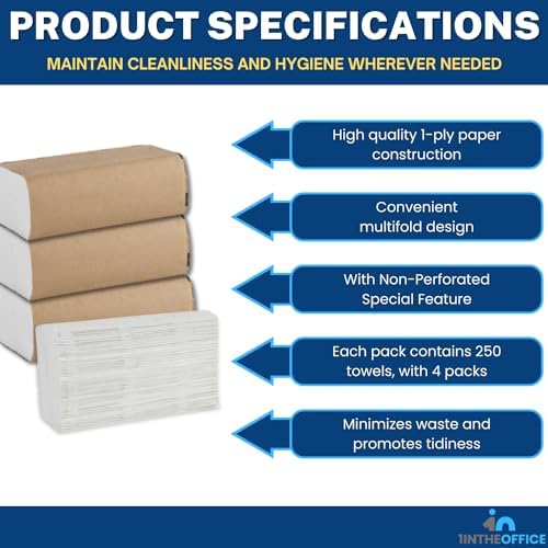 1InTheOffice Multifold Paper Towels 1-Ply 9 x 945 250 x 4