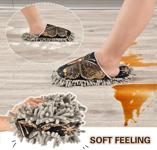 Perfect for Cleaning Butterfly Snowflakes Slippers House Floor Mop