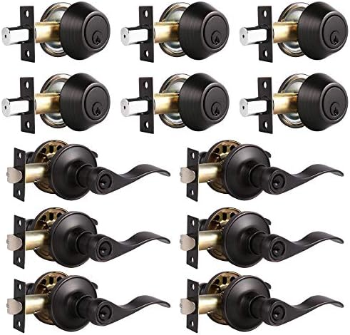 6 Set Door Lever Deadbolt Combo Oil Rubbed Bronze