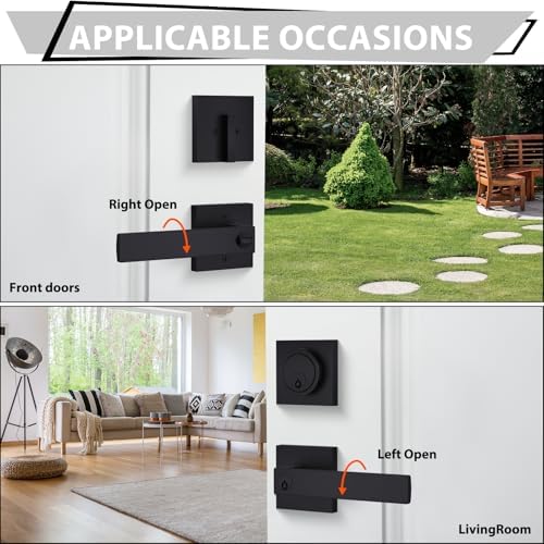 2-Pack Black Door Lock Set with Matte Black Handle