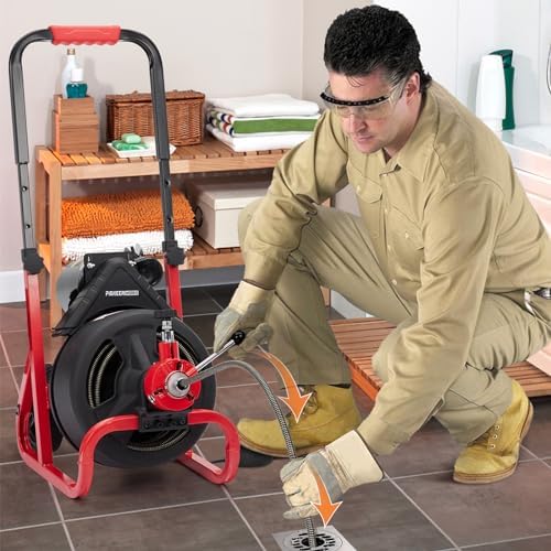 AKDSteel 75Ft Electric Drain Auger 2-4in Pipe Cleaning Automatic Feed