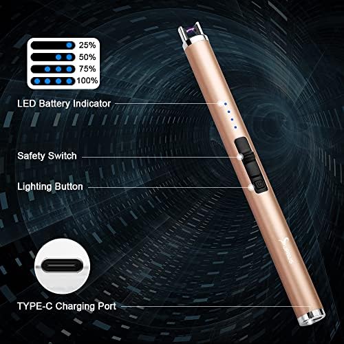 SUPRUS Rechargeable LED Lighter with Safety Switch and Battery Display