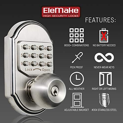 Keyless Door Lock Deadbolt Entry Door Knob Keypad Digital Combination
