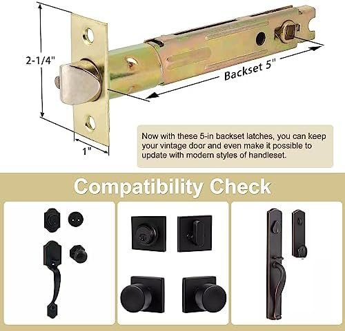 5-inch 5PL 5-Inch Deadlatch Deadbolt Latch Combo Fit Standard Entry Knobset