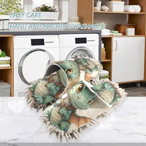 Microfiber Cleaning Slippers with Western Cow-Dragon Design