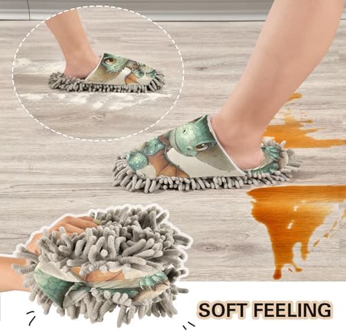 Microfiber Cleaning Slippers with Western Cow-Dragon Design