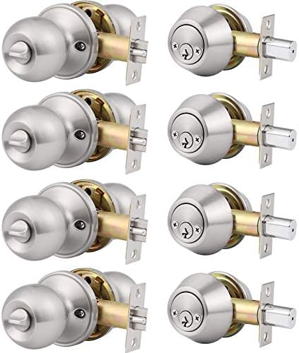 4-Pack Keyed Entry Door KnobsDeadbolt Set