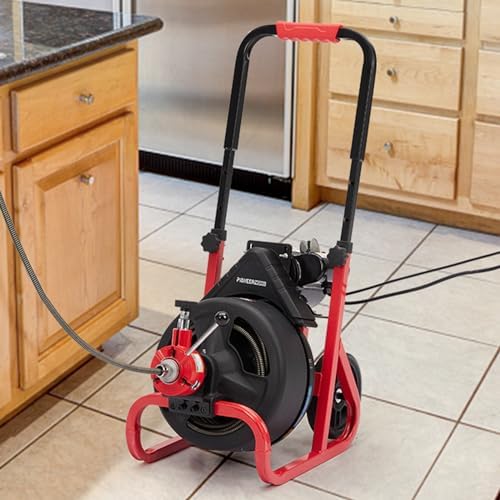 AKDSteel 75Ft Electric Drain Auger 2-4in Pipe Cleaning Automatic Feed
