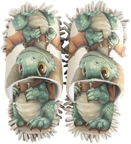 Microfiber Cleaning Slippers with Western Cow-Dragon Design