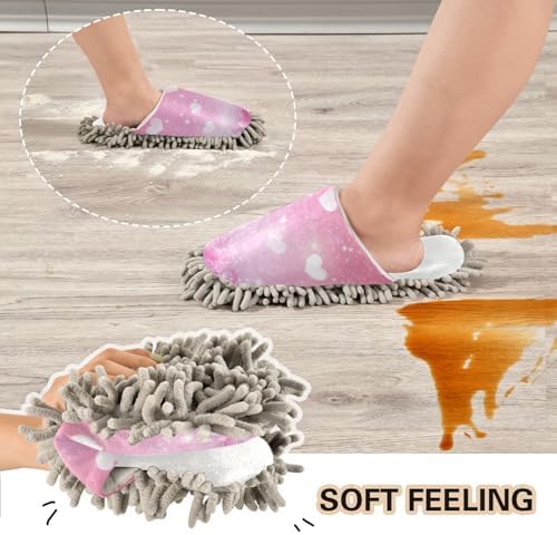 Burbuja Valentine Glitter Heart Mop Slippers Perfect for Home Kitchen