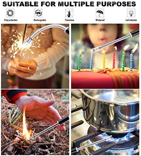 Flameless rechargeable 2-pack compact arc lighter for candles grills and camping