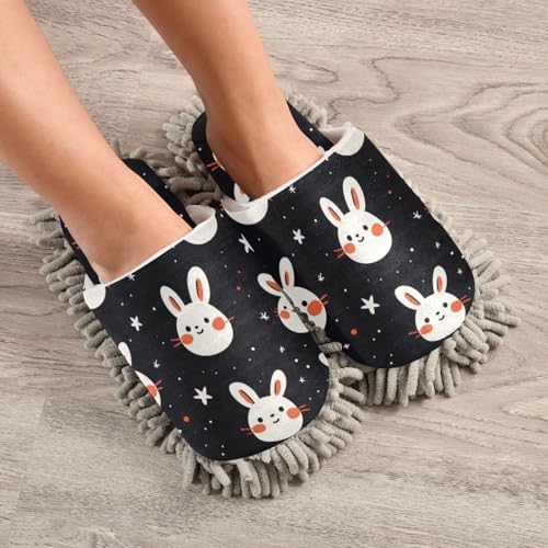FLildon Microfiber Night Sky Rabbits Mop Slipper