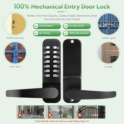 ANNFUZMechanical Keyless Door Lock with Keypad for Home Garages