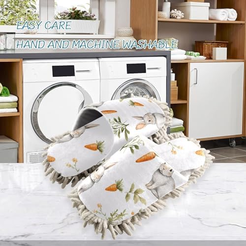 FLildon Microfiber Mopping Slipper Rabbit Carrot Design Washable for House Floors