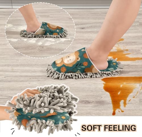 Microfiber Cleaning Slippers Cartoon Animals Washable Mop shoes for House Floor