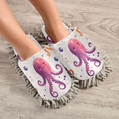Cartoon Octopus Washable Microfiber Floor Slippers