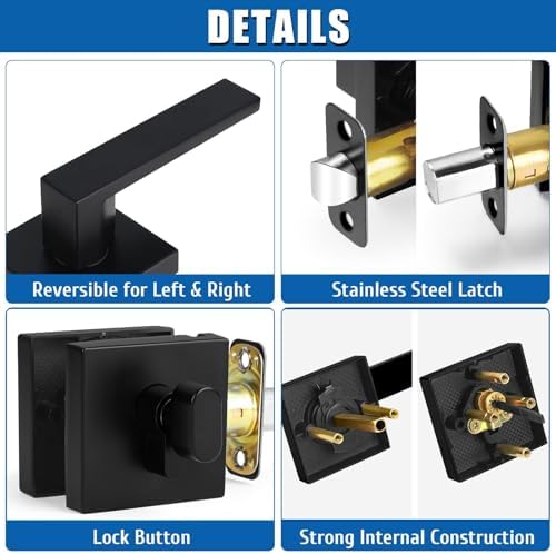 Sopoby Passage Door Handle Matte Black Combination Set