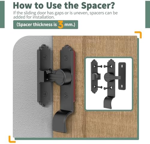 Strong Durable 90-Degree Barn Door Lock with Handle Black
