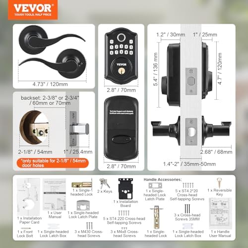 Fingerprints Door Lock with 2 Handles and Keypad Entry
